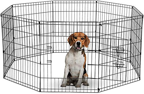 UNDERDOG 8 Panel Playpen Suitable for Dogs/Puppies/Cats & Rabbits foldable ideal for Indoor/Outdoor use puppy play pen (76cm, Black)