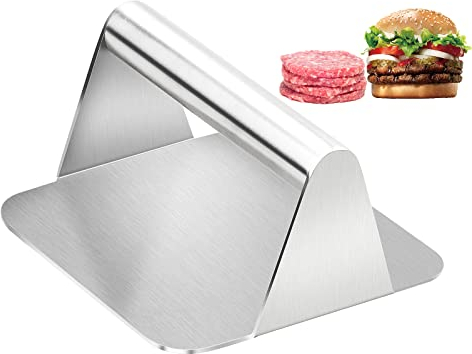 iRenXiao Burgerpresse aus Edelstahl 304, Quadratische Fleischpresse, Manuelle Pattypresse, Groß Hamburgerpresse für Leckere Hamburger, Patties, BBQ
