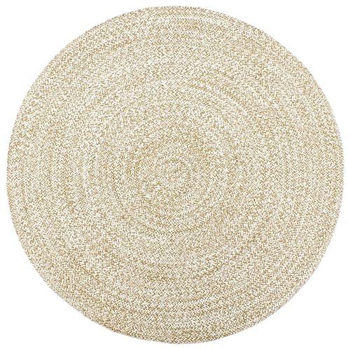 vidaXL Teppich Handgefertigt Jute Wohnzimmerteppich Juteteppich Handwebteppich Bodenmatte Schlafzimmer Wohnzimmer Flur Weiß Braun 180cm