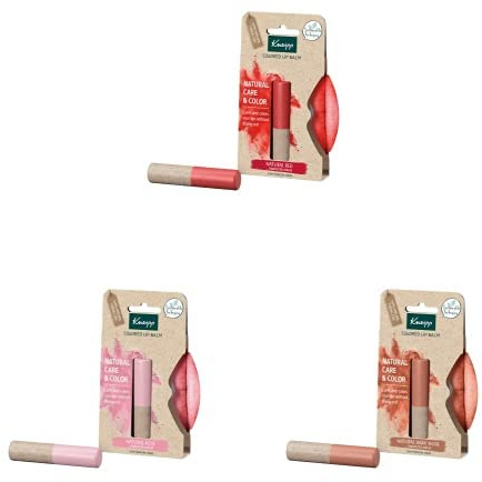 Kneipp Bálsamo Labial con Color: Natural Red, Dark Nude; Efecto Prolongado; Hidrata los Labios con Color; Vegano