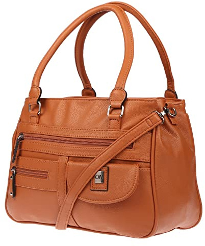 Christian Wippermann große Damen Umhängetasche Tasche Schultertasche in Leder Optik Braun