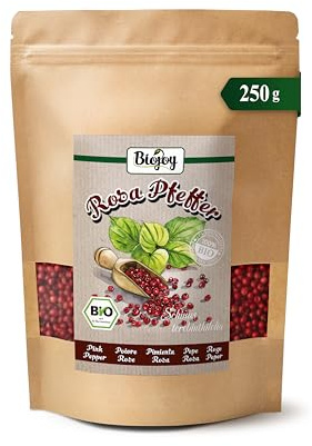 Biojoy EKO Rosépeppar hel, pepparkorn för kvarn, 250 g | Pepparbär från Sri Lanka, torkade, Schinus terebinthifolia L.