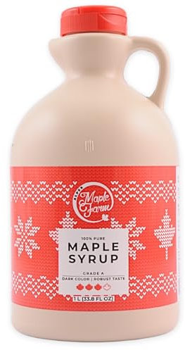 MapleFarm - Pur Sirop d'érable Catégorie A, Foncé - goût robuste - 1 litres (1,32 Kg) - Édition de Noël - Original maple syrup - Grade A - Dark, robust taste - Sirop d'érable pur - Pancake sirop