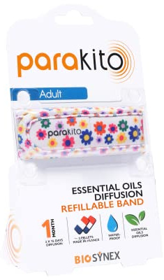 PARAKITO - Refillable Mosquito Bracelet - 2 Refills Included - 1 Month Use - DEET Free - Adult Size (Flower)