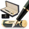 Wordsworth & Black Füllfederhalter-Set, feine 18-Karat-Goldfeder, inklusive 24 Tintenpatronen, Kolbenkonverter und Geschenkbox, goldfarben, Kalligraphie, Grün