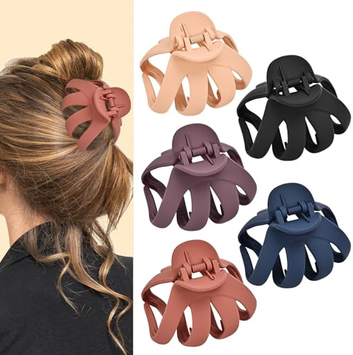 Lolalet Octopus Haarklammer, 5er Set Haarspangen -Style C | Hair Claw Clips mit breitem Griff, Haarclips für dickes lockiges langes Haar für Frauen und Mädchen