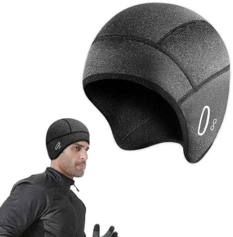 Riisoyu Fahrrad Mütze Winte, Warm Winddicht Leichte Helm-Unterziehmütze Winddichte Thermal Fleece Sportmütze Laufmütze mit Brillen-Loch für Radfahren Skifahren Laufen Outdoor Sport für Herren Damen