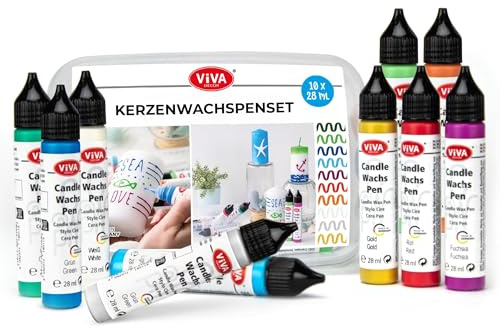 LM-Kreativ Wachs Pen für Kerzen Set - Unterwasserwelt - 10 x 28 ml in praktischer Box - Kerzenstifte für Kerzen bemalen | Candle Pen Kerzenstifte | Verzieren Kerzenmalstifte Taufkerze selber machen