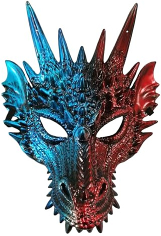 Altsuceser 3D Drachen-Maske, Cosplay-Maske, Drachenkopf-Maske, gruselige Tier-Halbgesichtsmasken für Erwachsene Männer