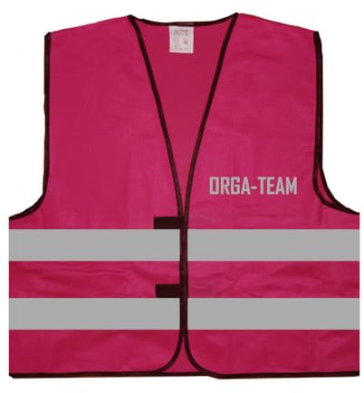Orga-Team Warnweste BZW. Signalweste mit reflektierendem Aufdruck - Größe L/XL, Magenta