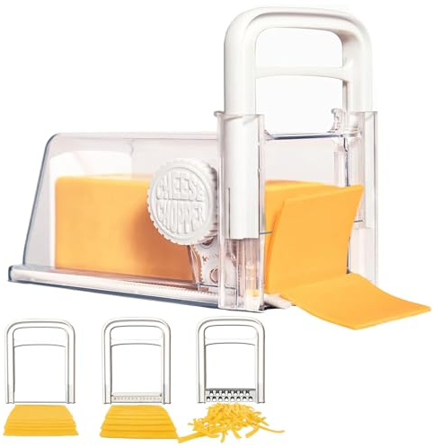 Butterschneider, Käsehacker 4-in-1, Käseschneidebrett, Butterschneider aus Edelstahl mit Griff, Reibe, Draht- und Klingenaufsätzen, sofortige Aufbewahrung im Kühlschrank