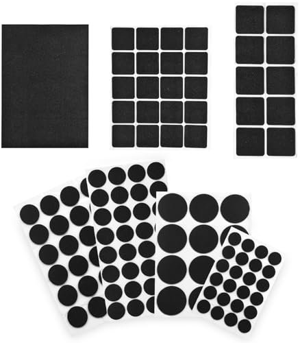 123 Pièces Patins pour Meubles,Noir Auto-adhésifs Patin Chaise,Tampon Chaise Meuble avec 7 Tailles, 3mm d'épaisseur Patins Feutre pour Meubles pour Meubles(Rond, carré et Grand Rectangle)