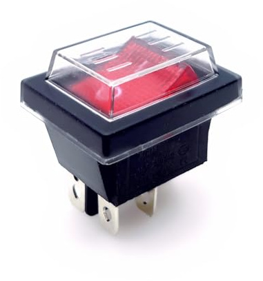JZK 250VAC 16A Rotlicht beleuchteter Wippschalter DPST ON-Off 4 Pin 2 Position wasserdichte Abdeckung für Auto Auto Boot Haushaltsgeräte
