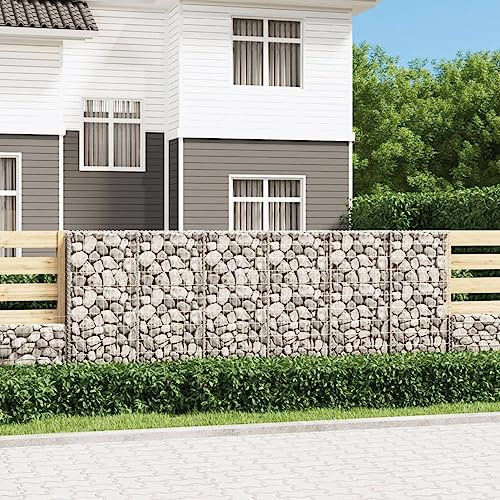 Homgoday Gabion Mur avec couvercles en acier galvanisé 300 x 50 x 100 cm, panier en gabion, panier en grillage en pierre, mur de soutènement extérieur en spirale, jardinière de jardin Gabion surélevée