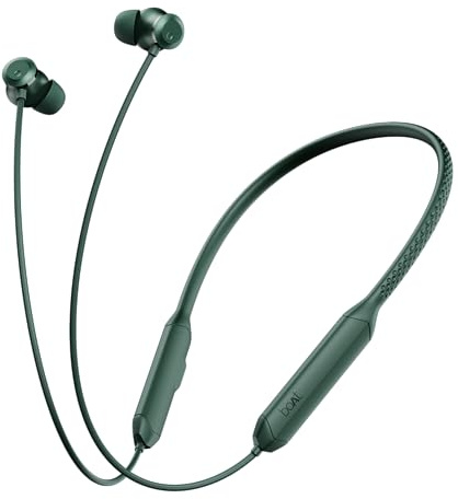 boAt Rockerz 255 Z Plus,AI-Enx Tech,Spatial Audio,50HRS Battery,Low Latency Mode,Fast Charge,App Support,IPX4,GFPS,BT V5.3,Bluetooth Neckband,Wireless with Mic in Ear Earphones (Pine Green)