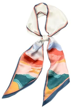 GIMIRO Satin Seidenschal 148 x 13,5 cm Krawatte Double Layer Bund für Blazer, Mantel, Kleid