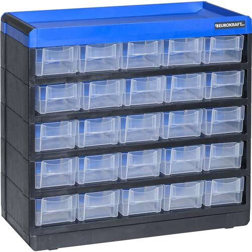 eurokraft pro | Kleinteilemagazin VARIOPLUS PRO | HxBxT 285 x 300 x 135 mm, 25 Schubladen, 25 Trennstege