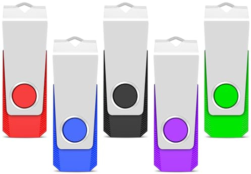 TEWENE 2GB USB Stick 5 Pack, USB 2.0 Flash Drive | USB 2.0, rotating casing, portable, widely compatible