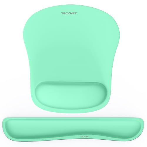TECKNET Mauspad mit Handauflage, Gelkissen Mousepad und Ergonomische Memory Foam Tastatur Handgelenkauflage Set, Wasserdicht Mausunterlage für Computer und Laptop