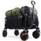 TIMBER RIDGE Festival Trolley on Wheels with Brakes, 200L Folding Camping Beach Trolley with Adjustable Handle & Cover Bag, 100kg Heavy Duty Cart Wagon for Outdoor Garden Picnic, Black