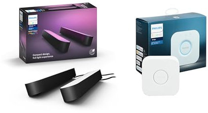 Philips Hue White and Colour Ambiance Play Light Bar Twin Pack and Bridge