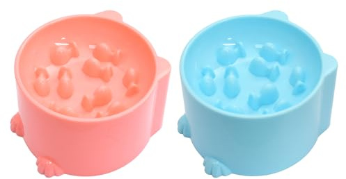 2 Pièces Bol Anti-Glouton Chat, Bol de Chat Surélevé, Parfait pour Les de Taille Moyenne et Les Petits Chiens