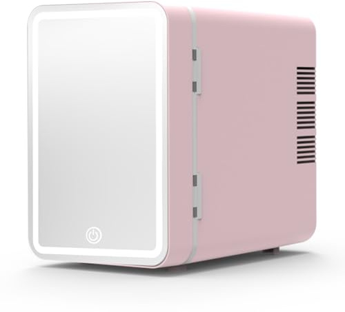 Skincare – Réfrigérateur de beauté avec miroir LED à intensité variable, mini réfrigérateur de maquillage de 4 L pour chambre à coucher, cosmétiques, soins de la peau, refroidisseur et réchauffeur,