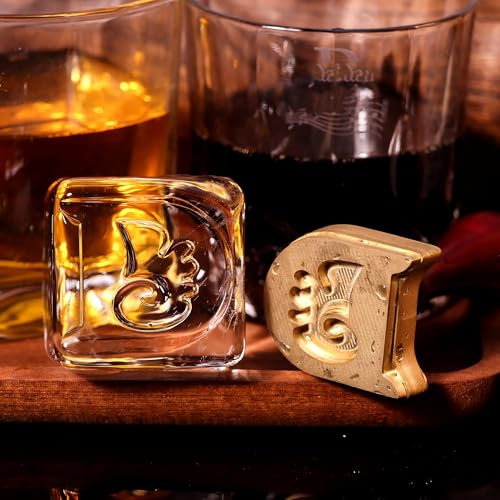 Stampo quadrato personalizzato per cubetti di ghiaccio per whisky, timbro di ghiaccio, stampo per ghiaccio a sfera, stampo per cubetti di ghiaccio vecchio stile con francobolli, stampo rotondo per