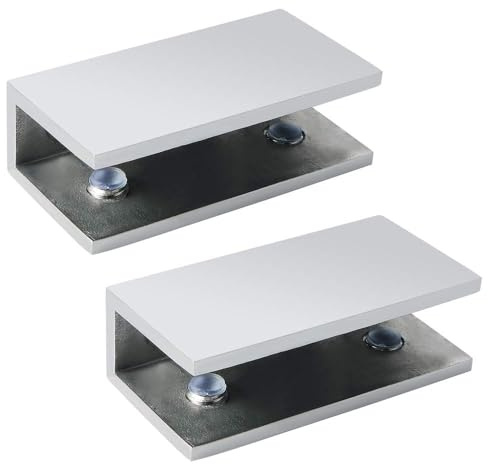 Mooche 2 Pezzi di Pinze per Vetro, Supporto per Vetro Regolabile, Finitura Cromo, Pinza di Supporto per Vetro, Pinza per Vetro Pratica, Adatta per il Vetro del Soggiorno