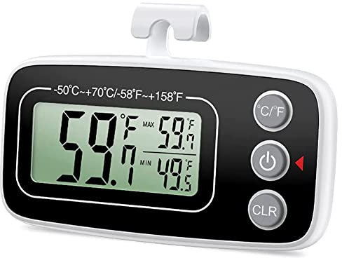 Jzoowar ThermomèTre de RéFrigéRateur, ThermomèTre de RéFrigéRateur NuméRique éTanche Moniteur de ThermomèTre de CongéLateur de RéFrigéRateur pour 1 PièCes