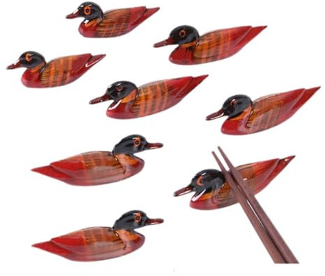 Serenitison 8PCS Yuanyang Chopsticks Stand,Cute Chopsticks Rest Rack Stand Holder,Animal Chopstick Rest,Kitchen Dining Table Decoration,Cutlery Rest,for Chopsticks,Forks,Spoons,Knives,Paint Brushes