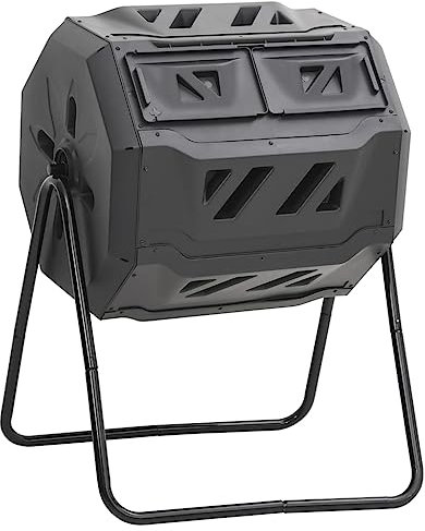Home & Garden-Garden - Cubo de basura para compostaje, color negro, 73 x 64 x 95 cm, 160 L