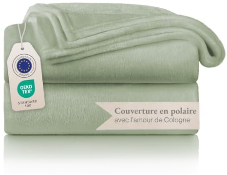 Blumtal gosig filt fluffig – Oeko-TEX certifierad fleecefilt 220 x 240 cm – filt 220 x 240 cm – filt soffa levande & gosig filt – fluffig filt grön – vardagsrumstäcke grön – sommargrön