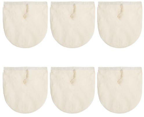 Lot de 6 sacs à lait de noix lavables à mailles fines en nylon pour brassage à la maison - Réutilisables - Avec cordon de serrage - Pour vin, bière, jus de fruits, confiture