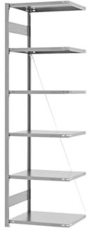 eurokraft | Steckregal | Bauart leicht | einseitig | HxBxT 2500 x 750 x 500 mm | verzinkt | Anbauregal