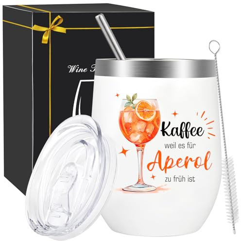 YYSWSAKY Aperol Weinbecher, Edelstahl, 350 ml, Oval, Wiederverwendbar, Doppelwandig mit Vakuumisolierung, für Aperol-Liebhaber, Party, Bar, Küche, Reisen, Geschenk für Freundin oder Familie
