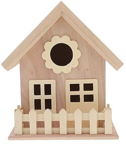 MINAOLULUS Kreatives Holz Vogelnest Mit Doppelfenstern Und Breitem Eingang Vogelhaus Für Garten Selbstgemacht Bemalbares Vogelzubehör Für Kleine Vögel