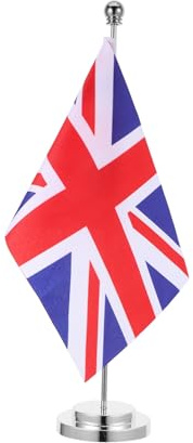 JEWEDECO Britische Tischflagge im Union Jack Design mit Standfuß aus Stahl und Polyester für Büro und Partydeko Stabil und Vielseitig