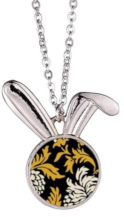 Collana con ciondolo a forma di coniglietto in stile cinese giapponese, con crisantemo asiatico, idea regalo