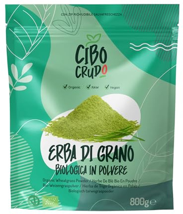 Herbe de Blé Bio en Poudre - 800g. Source de Chlorophylle Vitamine A C et E. Contient Antioxydants. Pour Jus et Smoothies. Action Purifiante. Wheatgrass Powder Organic.