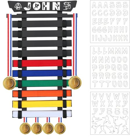 Niciksty 10 Ceinture Karaté Présentoir avec Autocollants, Support de Ceinture d'arts Martiaux pour Les Apprenants d'arts Martiaux, Karaté, Taekwondo