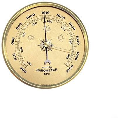 ComfyHarbor Metal Frame Household Barometer Clock Crafts Pressure Gauge Weather Prediction Instrument No for battery Required Gold Finish 90Mm 108Mm 130Mm(90mm)