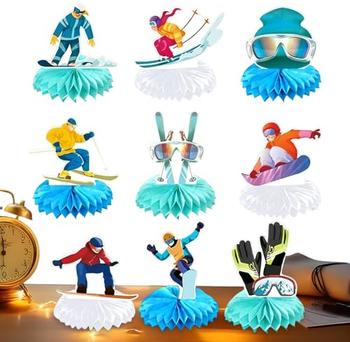 Yplkm Decoración Para Fiesta De Esquí - 9 Piezas Decoración Esquiador Tema Deportes De Invierno,Centros De Mesa Para Esquí De Invierno,Para Hogar Escritorio Superficie De Mesa Estante Mostrador