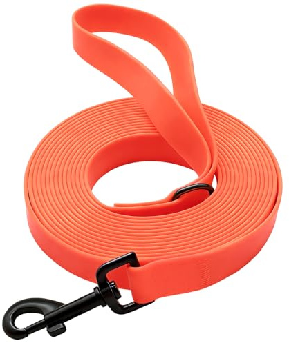 Wasserdicht Schleppleine für Hunde, 3 Meter/5 m/10 m/15 m Reißfeste Hundeleine, Reißfeste Trainingsleine mit Robustem Karabiner für Große bis Kleine Hunde (Orange, 3m)