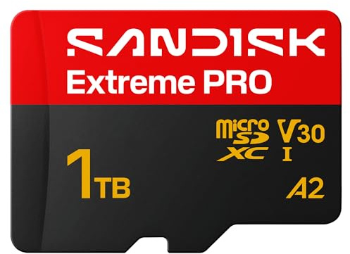 SANDISK Extreme PRO microSDXC 1 TB, UHS-I-Karte + SD Adapter (bis zu 250 MB/s Lesen, bis zu 170 MB/s Schreiben, 5K, 3K, 4K UHD, C10, V30, U3, A2)