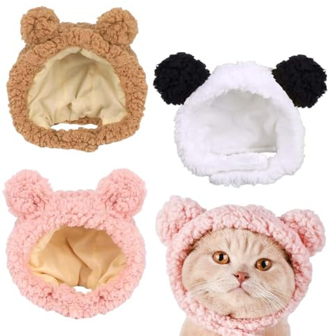 ZORTVUL 3 Pezzi Cappello Gatto, Cappello Caldo Per Animali Domestici Carino Cappellino Cane Per Gatti E Cani Di Piccola Taglia, Accessori Costume