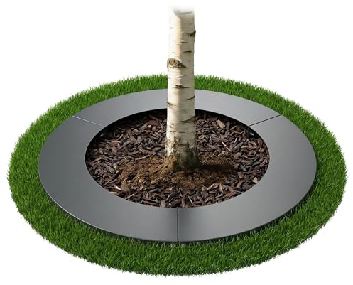 Relaxdays Baumring, Baumscheibe Rasenkante Bäume & Sträucher, anthrazit | D: 90 cm, Pflanzring Garten, verzinkter Stahl