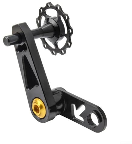 Qualoramall Tensor de cadena de bicicleta de una sola velocidad con convertidor de plato ovalado y polea flotante para bicicleta de montaña aleación de aluminio y acero inoxidable negro (negro)