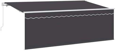 GHVBNMF Toldo retráctil antracita 400 x 200 cm – Toldo de brazo articulado manual con marco de aluminio resistente y paño de poliéster duradero para terraza, balcón y jardín
