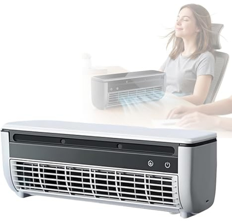 Ventilador Enfriador de Aire de Pared, Aire Acondicionado Portátil Sin Instalación, Silencioso con Control Remoto y 3 Velocidades para Cocina, Oficina, RV(White)